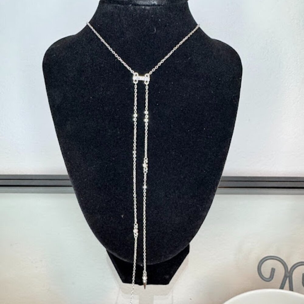 NWT Ettika Bar Double Hang Y Necklace Silver